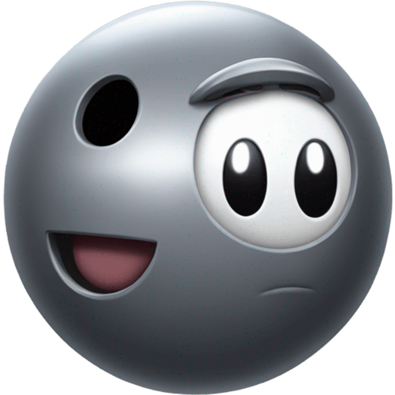 Metal cute Kirby bubble Gray ball driving on car wheels with mad eyebrows  emoji