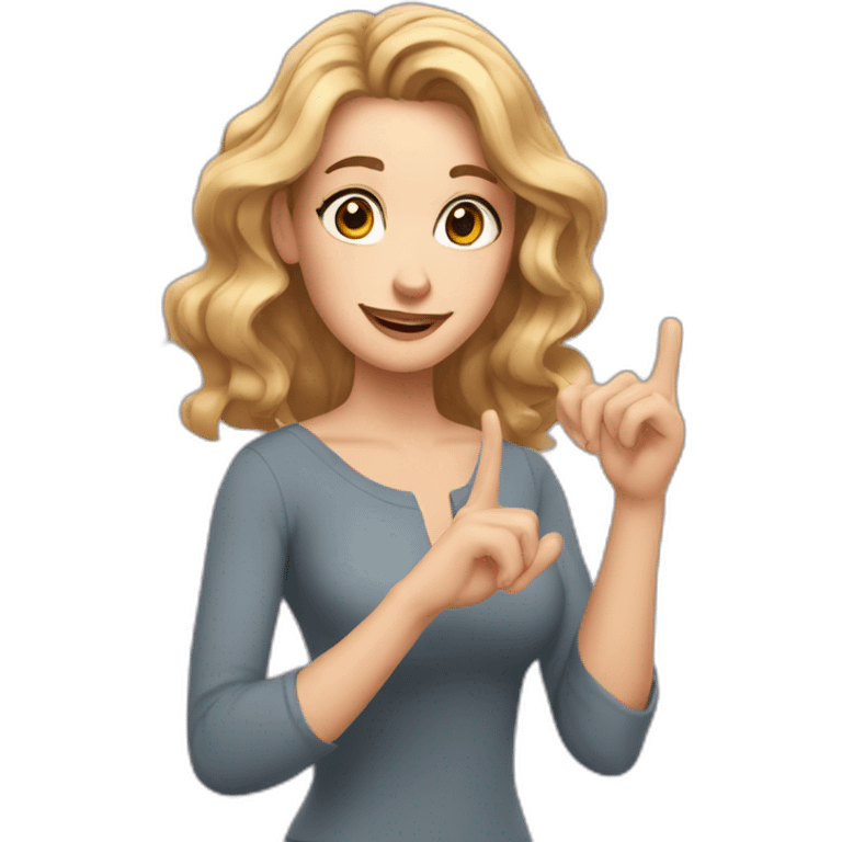 white woman with shoulder-length wavy hair, wearing an off-shoulder top, and making this gesture 🫶🏻 emoji