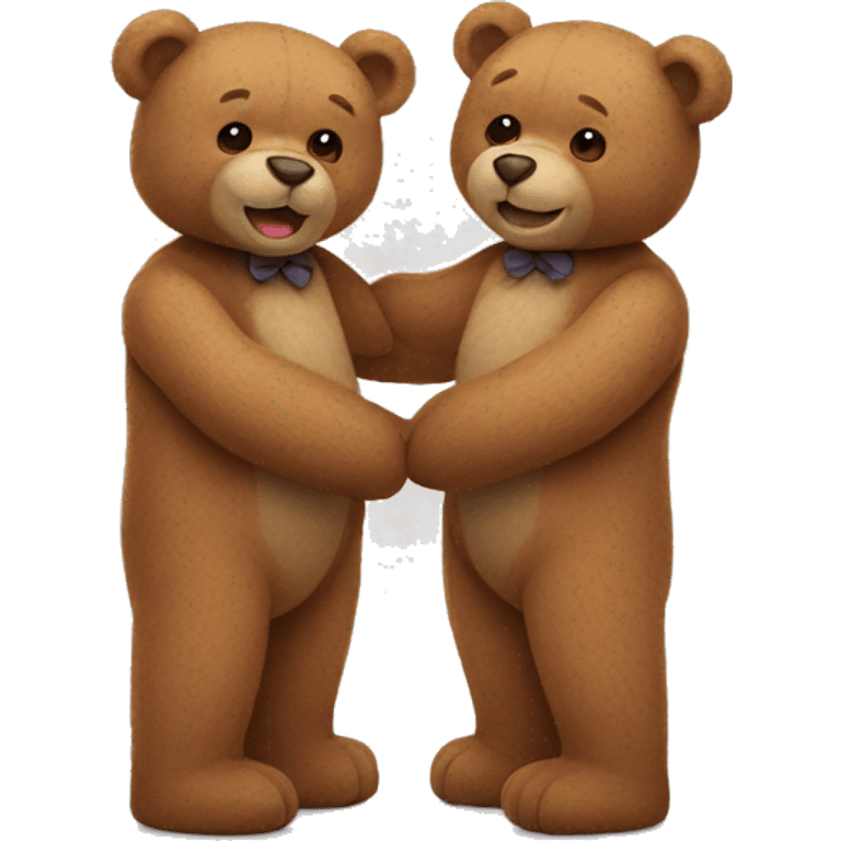 Two teddy bears holding hands  emoji