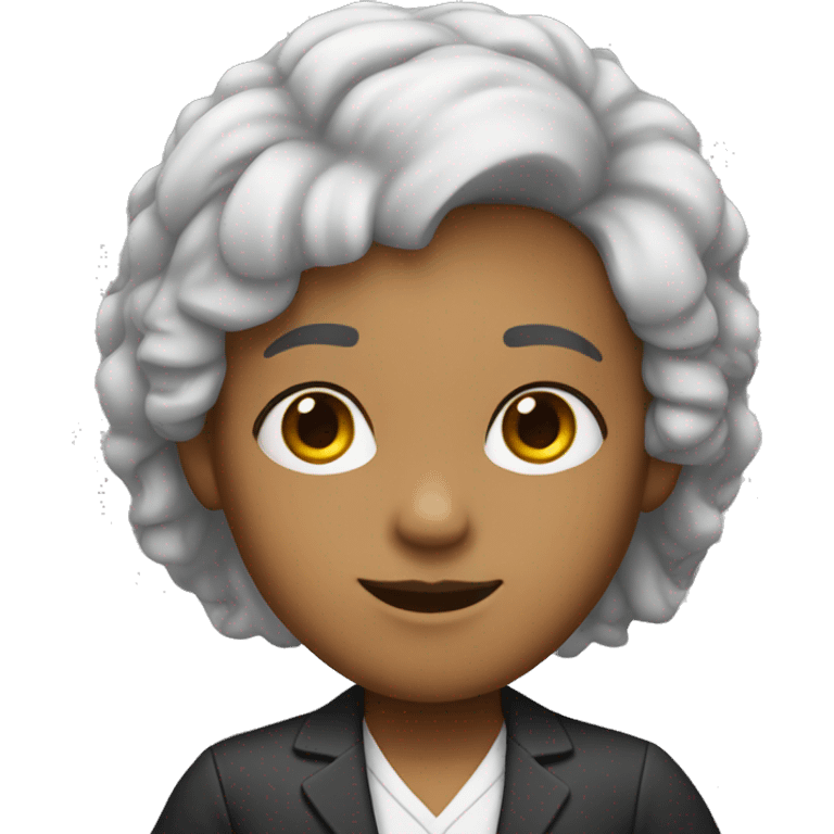 White Pre k teacher with half black and half white hair  emoji