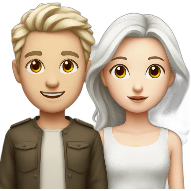 boy and girl, both have red eyes, pale-skin, white hair emoji