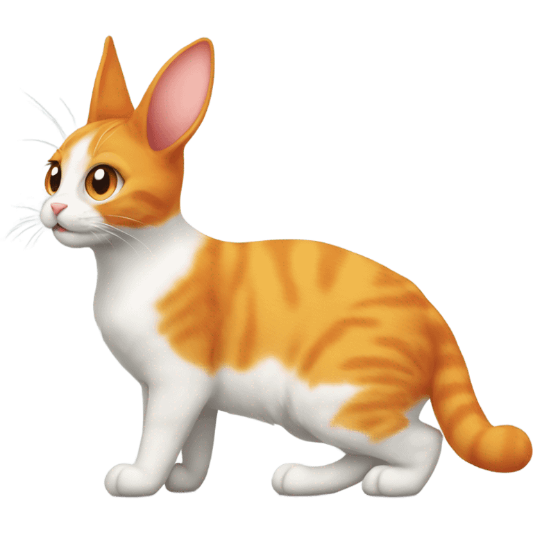 Orange cat mixed with a white bunny emoji