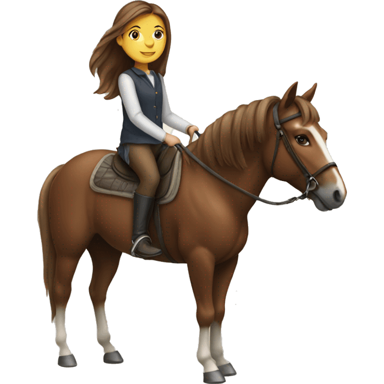 girl with brown hair riding a horse emoji