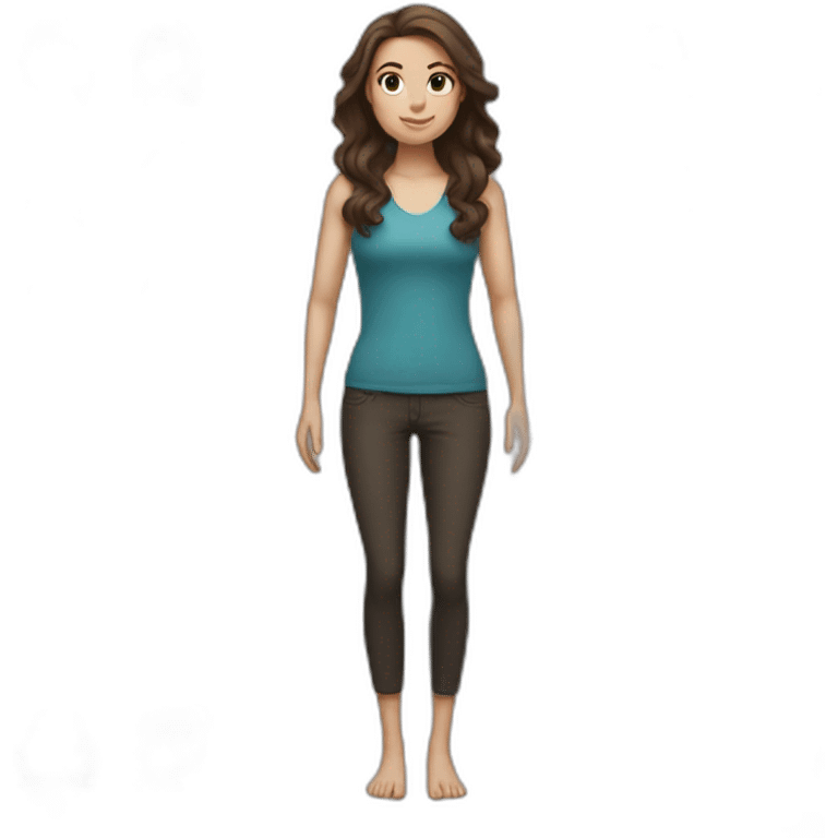 white woman, dark long brown hair, curve full body emoji