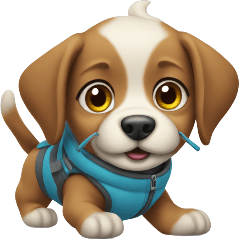 Cute puppy skiing  emoji