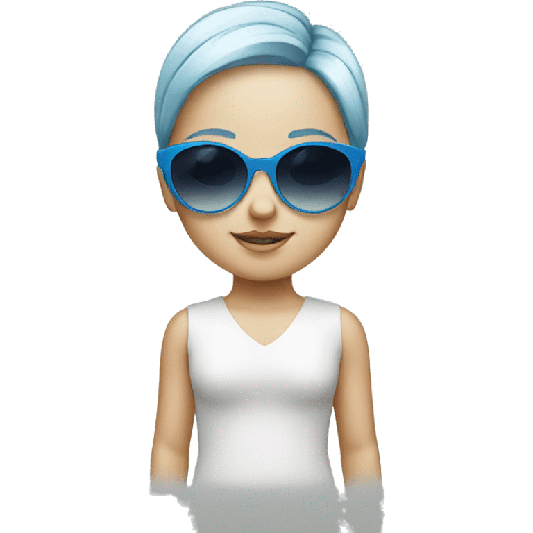 Little white girl with blue sunglasses emoji