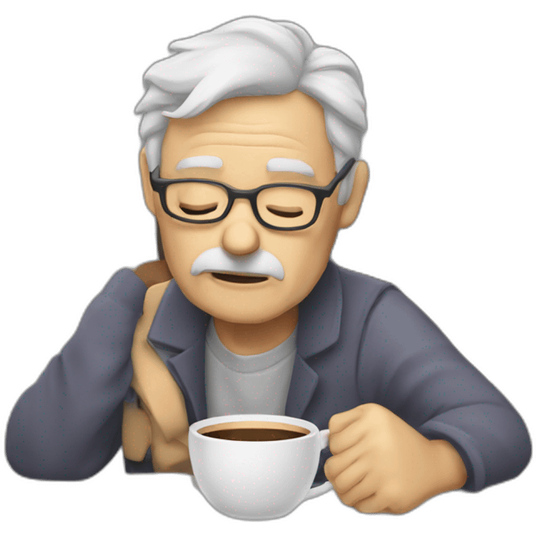 sleepy old programmer drinking coffee emoji