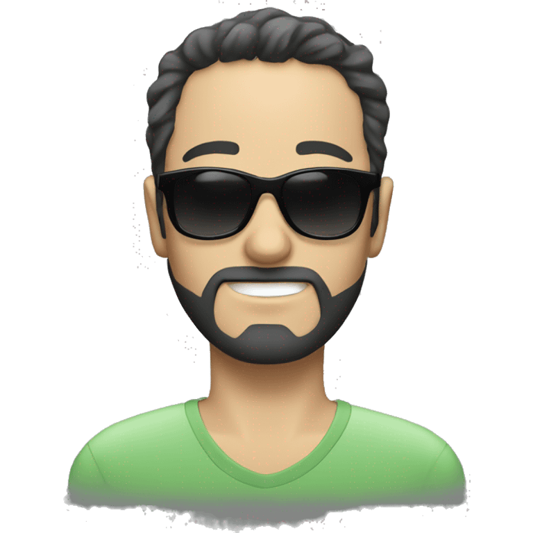 white male with short black beard, scruffy short hair and sunglasses emoji