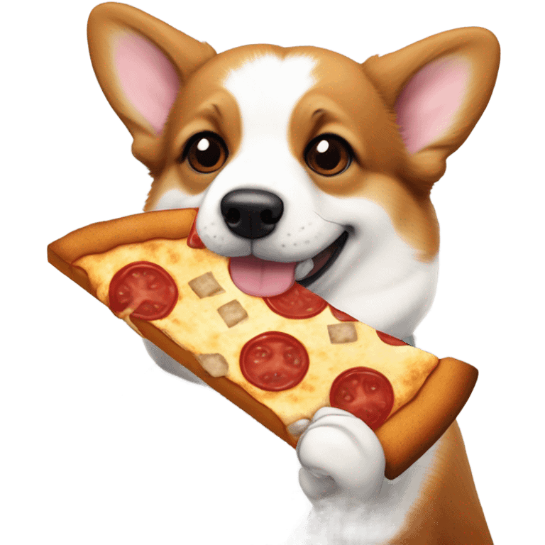 Tri color corgi eating pizza  emoji