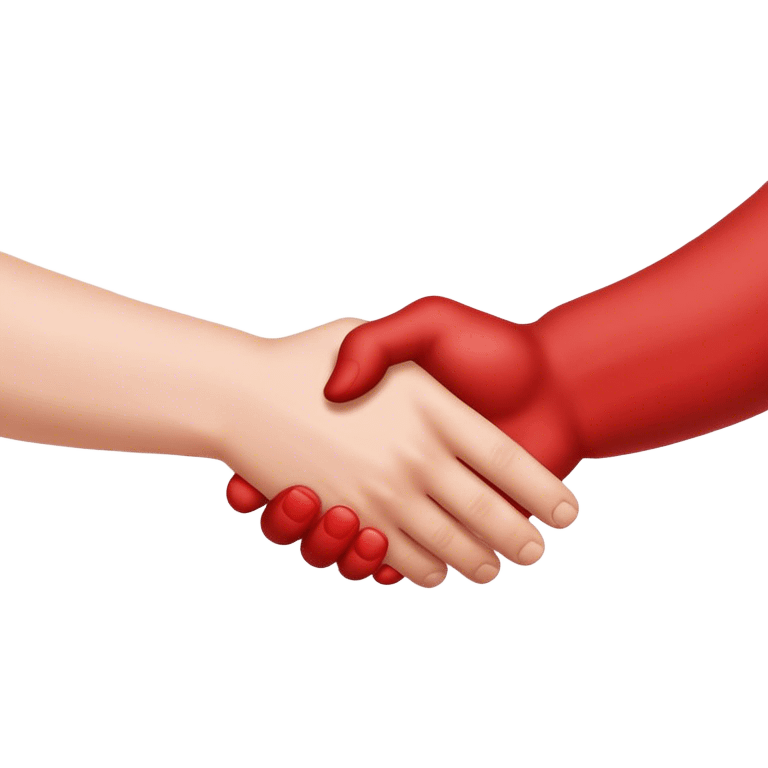 Shaking hands emoji but one hand is red emoji