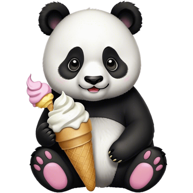 Panda eating ice cream emoji