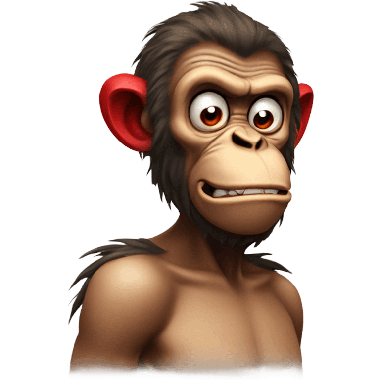 Really mad monkey, red and ears and nose have smoke emoji