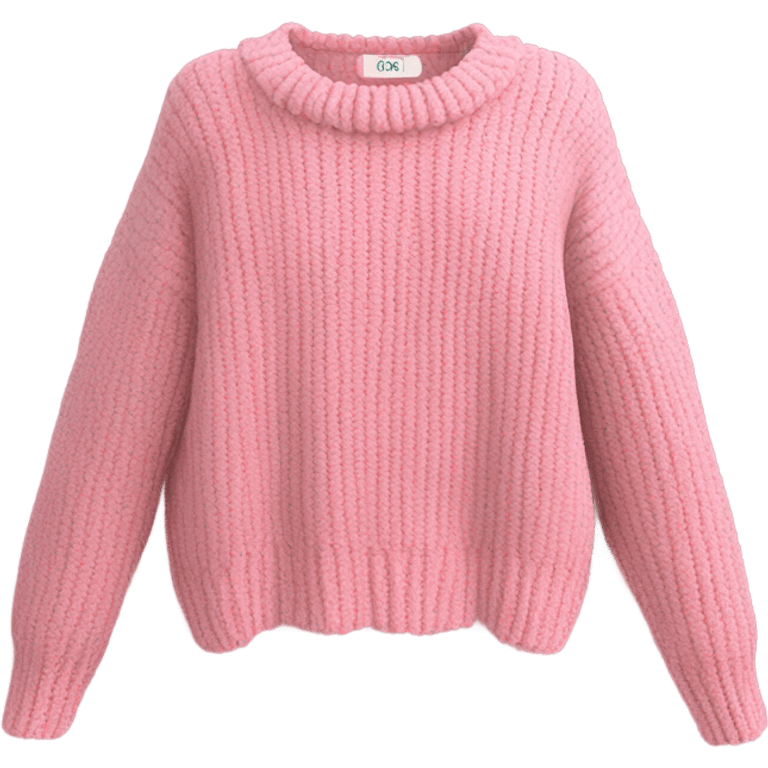 pink cropped oversize wool sweater, isolated emoji