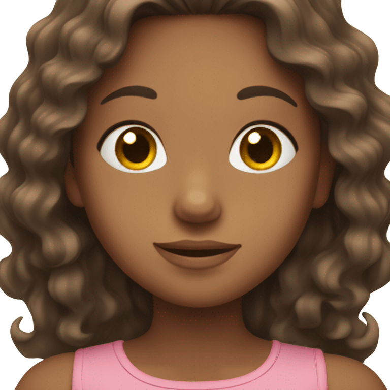 Brown brunette girl with wavy hair blushing  emoji