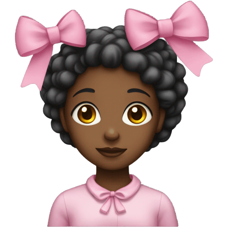 black girl with a pink bow emoji