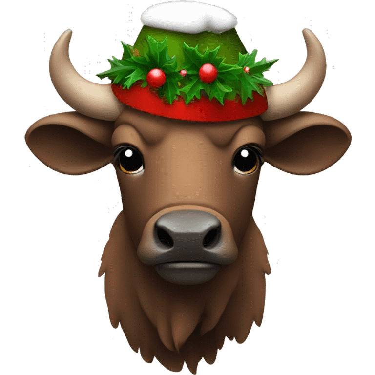 Bison avec un bonnet de Noël  emoji