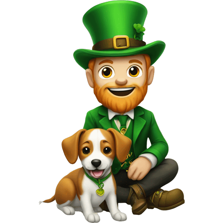 Leprechaun with a dog emoji