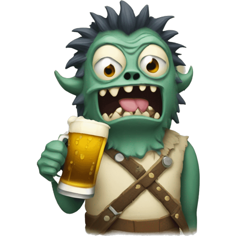 a monster drinking beer emoji