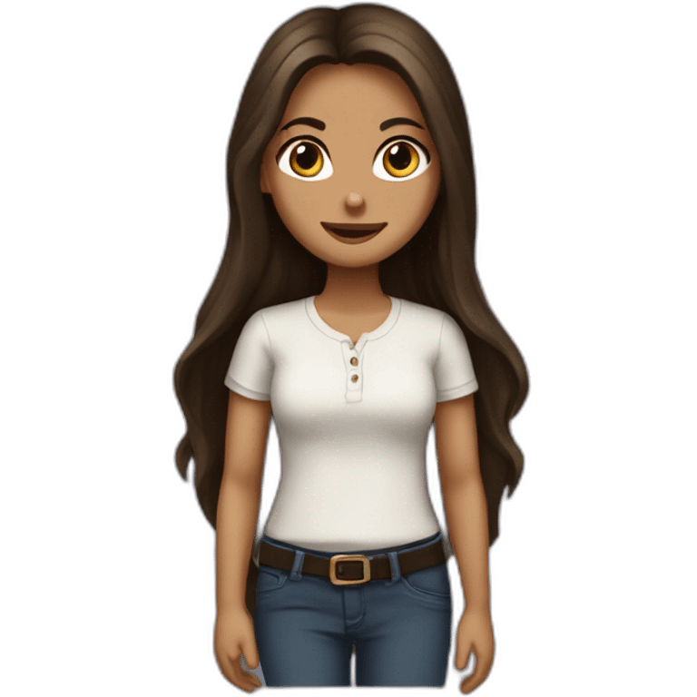 Elena Gilbert with long hair and a ribbed button-down t-shirt emoji