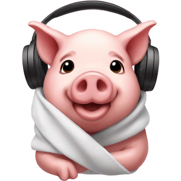 pig in a blanket with headphones  emoji