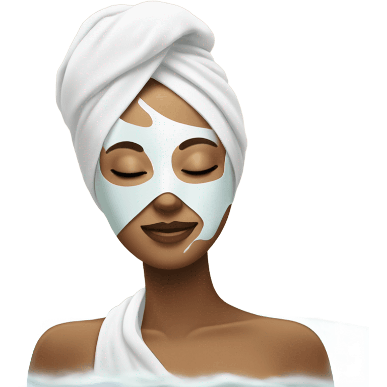 Lady with face mask spa beauty full face relaxing emoji