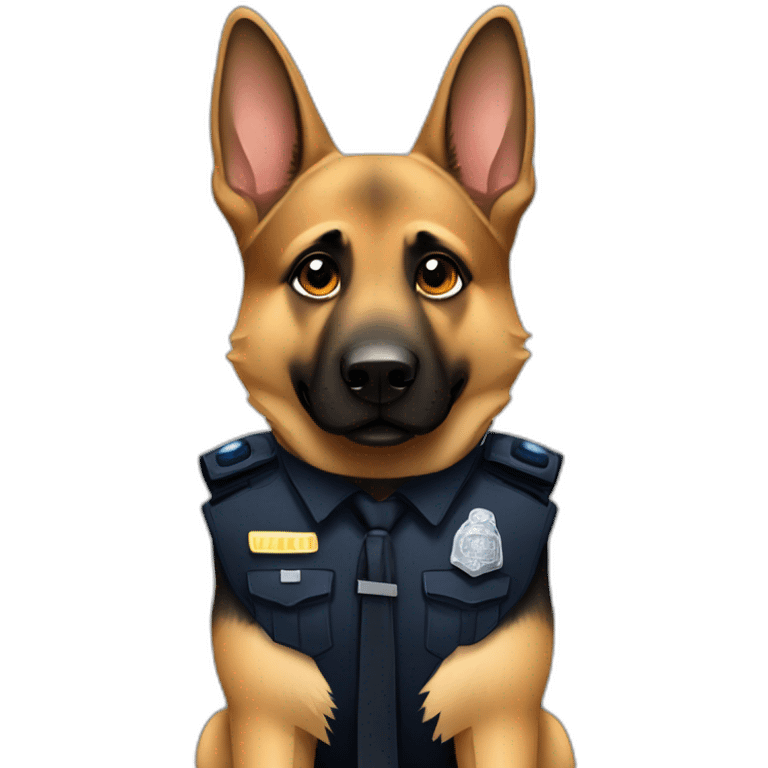 German shepherd with police emoji