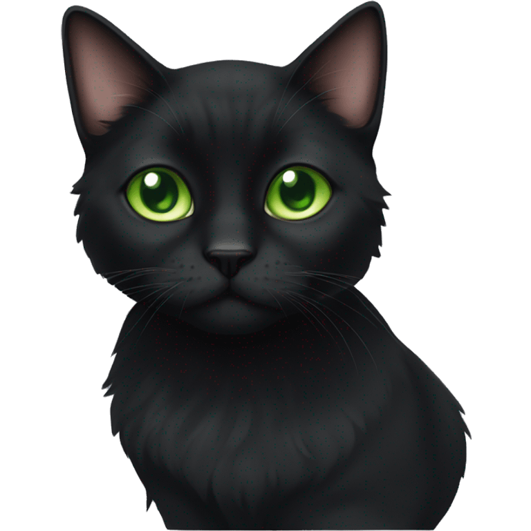 Black haired cat with green eyes peeki emoji