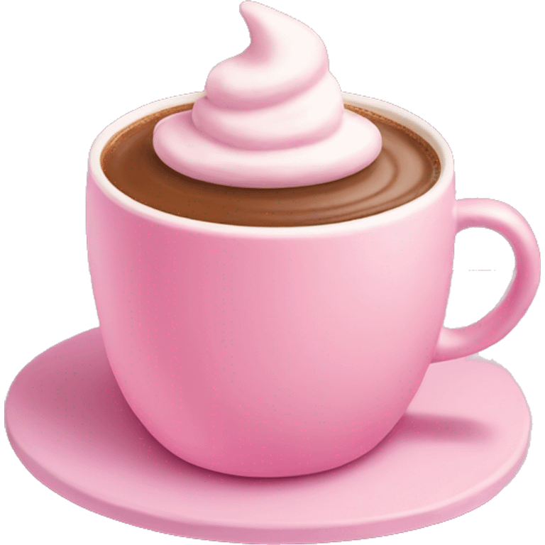 hot chocolate in a pastel pink mug on a plate emoji