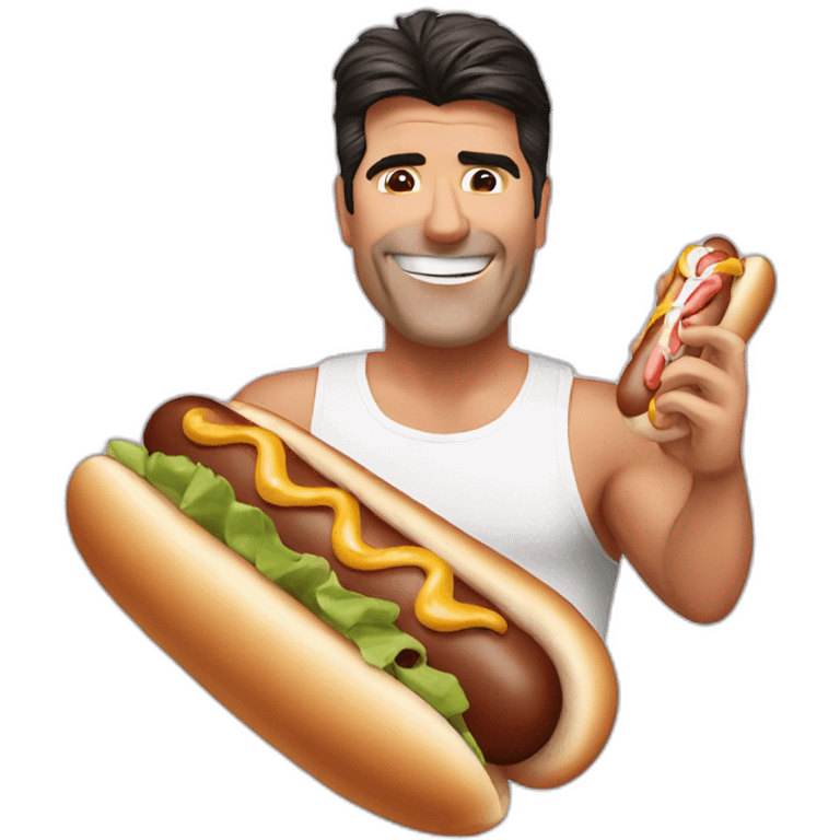 simon cowell eating a hot dog emoji