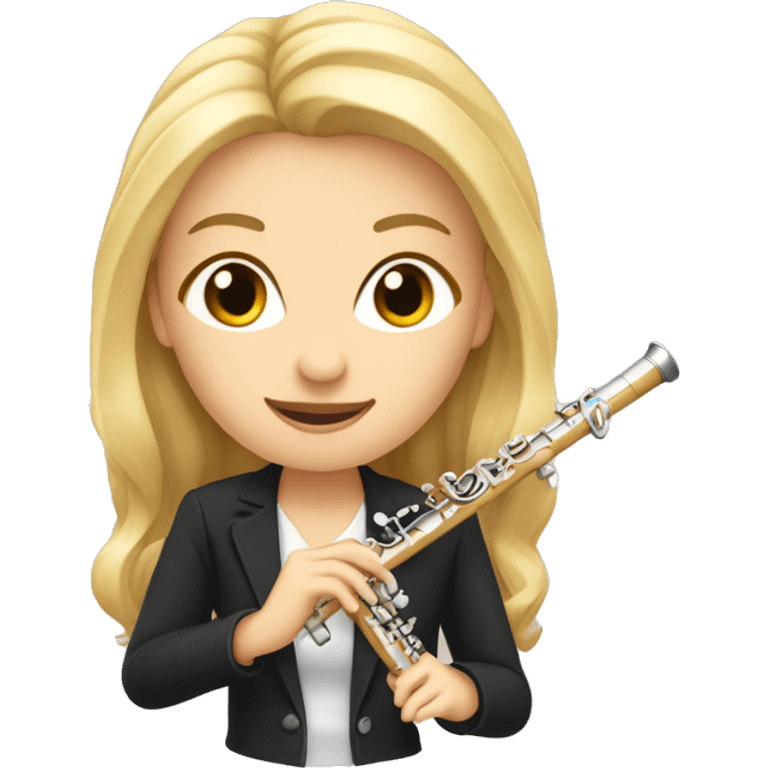 une joueuse de flute traversière avec cheveux blonds emoji