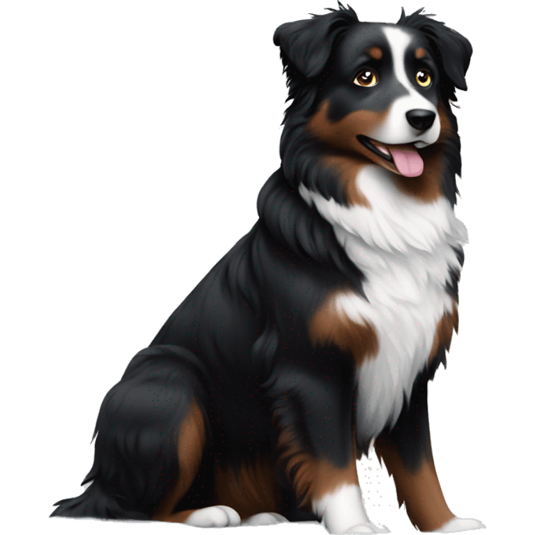 Small black australian shepherd dog winter background  emoji