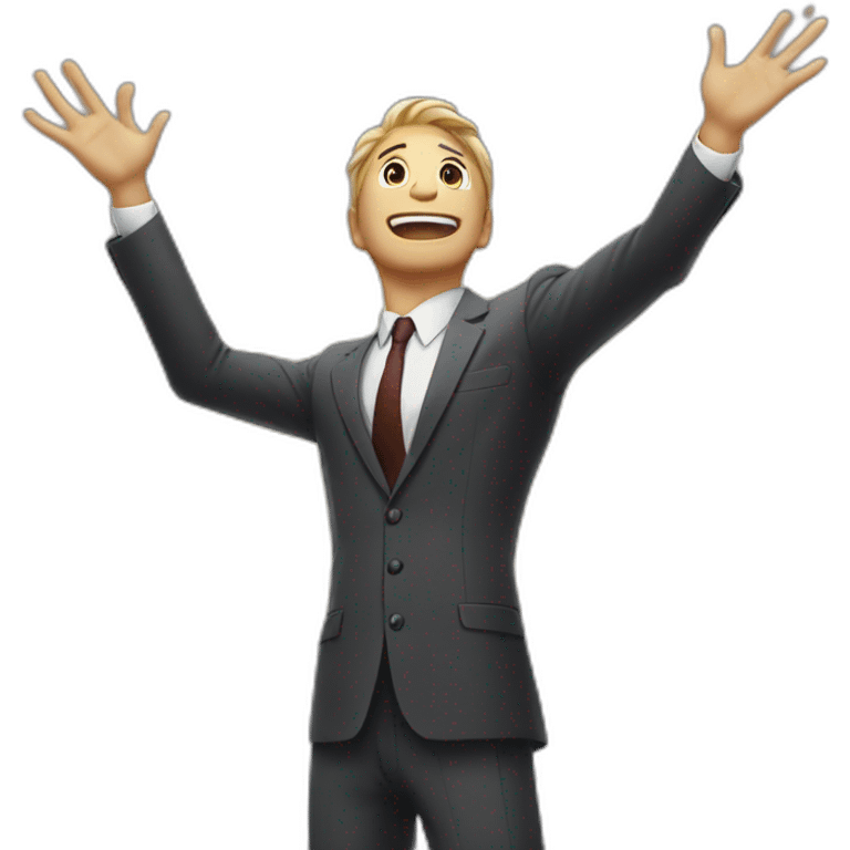 man in suit arms in the air summoning something emoji