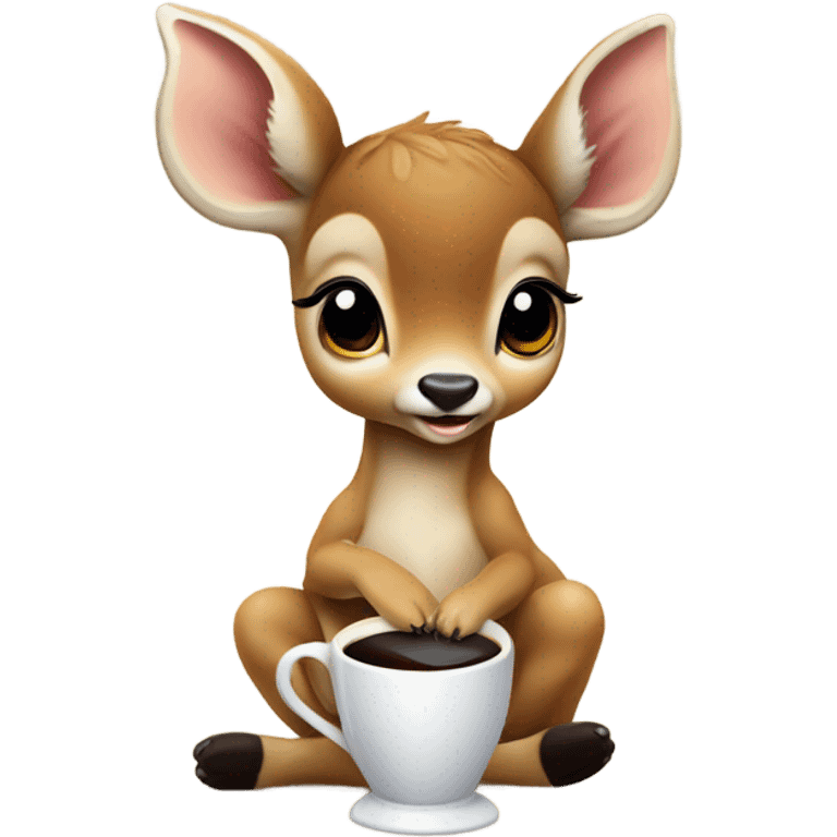 Baby deer drinking coffee emoji