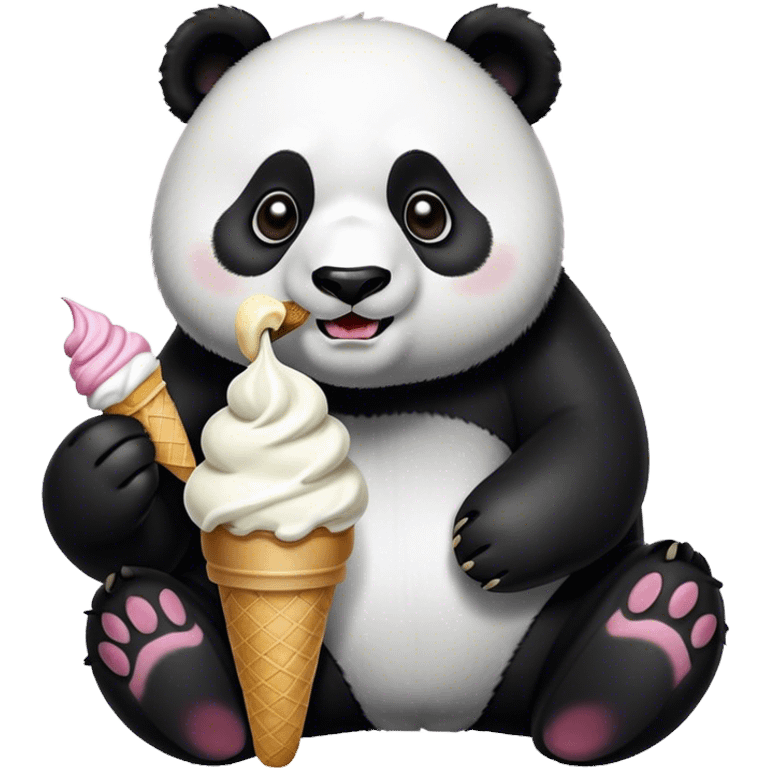 Panda eating ice cream emoji