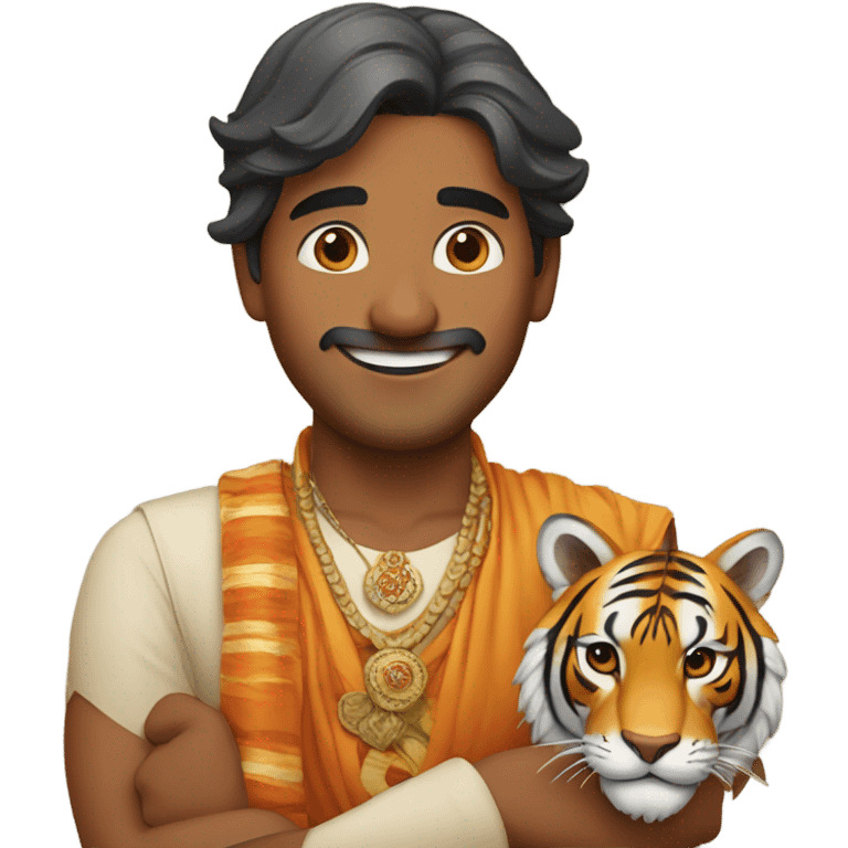 Indian man hugging tiger emoji