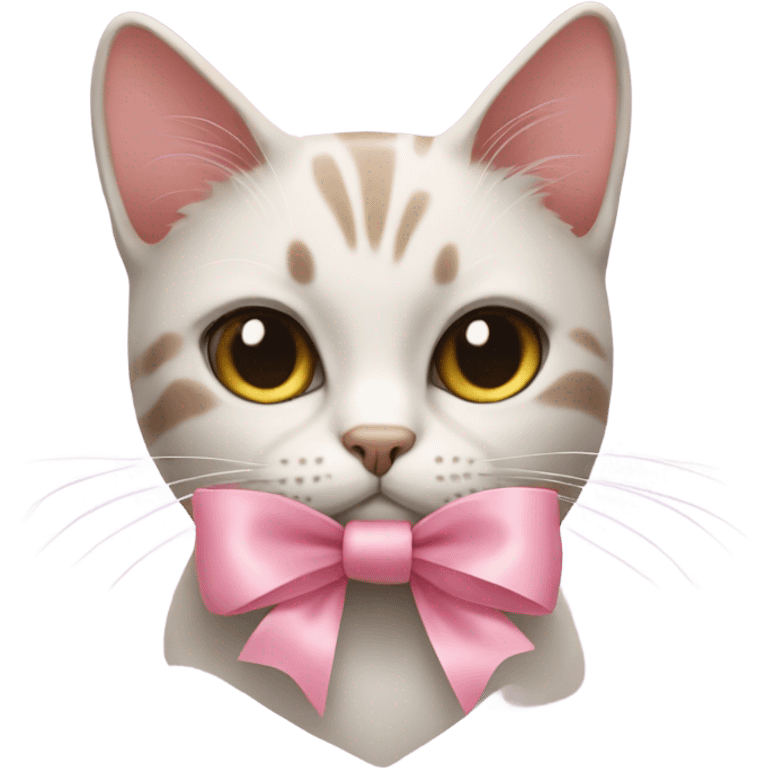 cat with delicate pink bow emoji