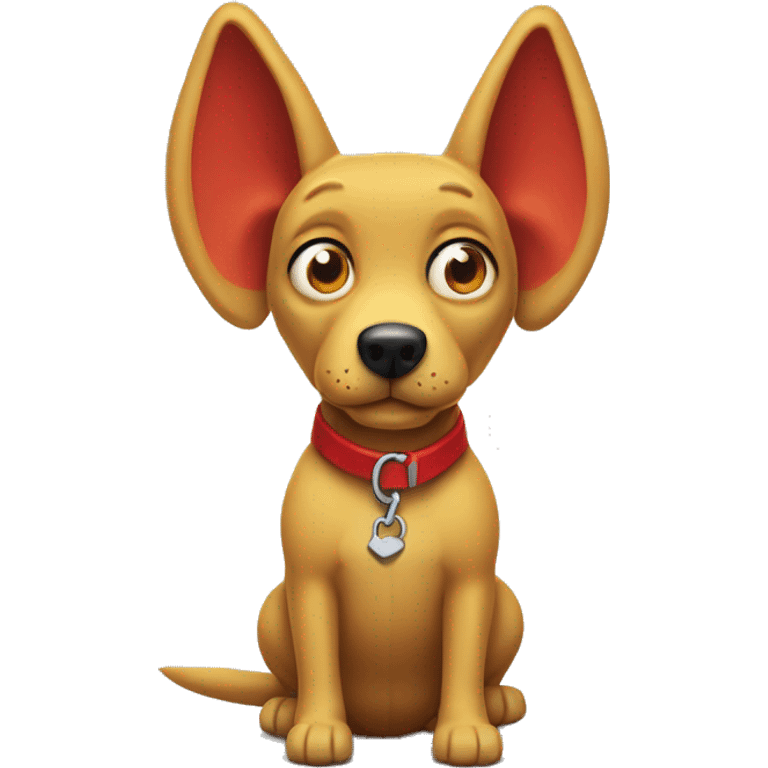 mustard colored dog with very very long ears and red collar, rugrats emoji