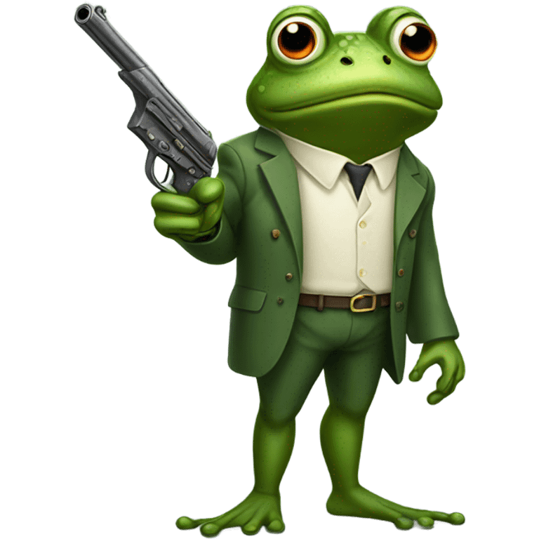 Frog holding gun emoji