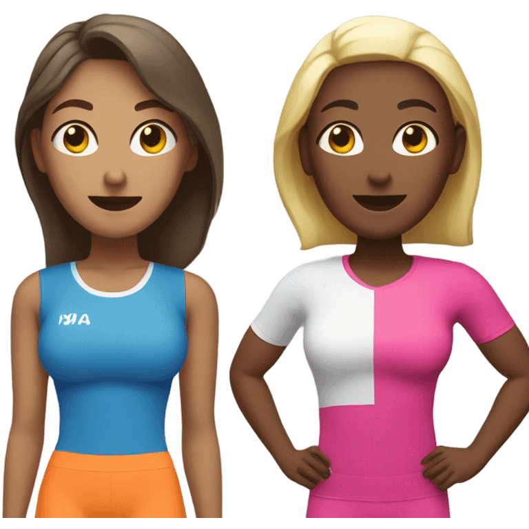 2 white skin woman in sportswear talking to eachother emoji