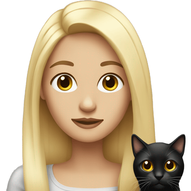 blonde woman with black long hair cat emoji