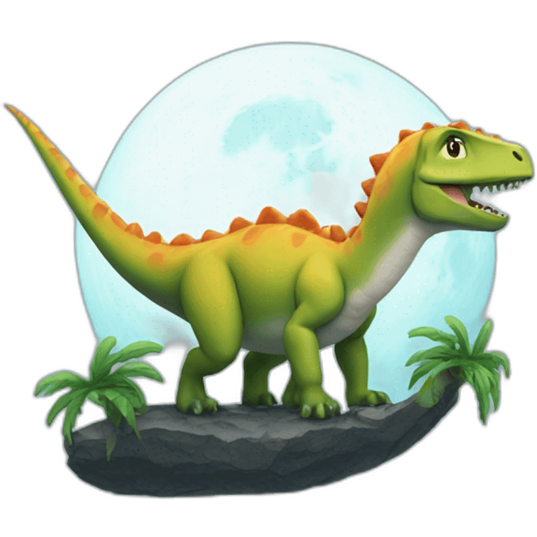 lune sur un dinosaure emoji