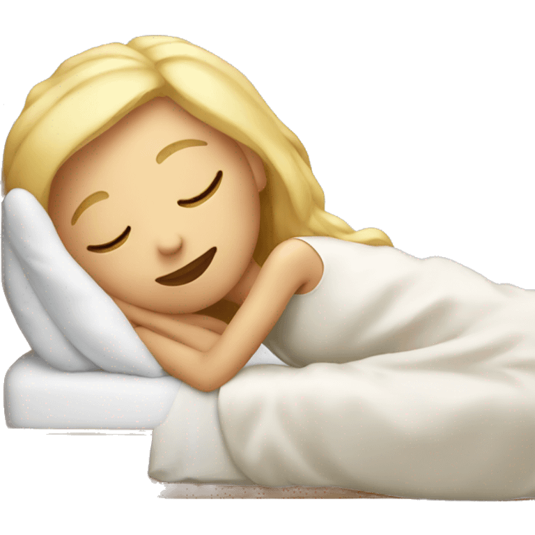 Blond girl sleeping in bed  emoji