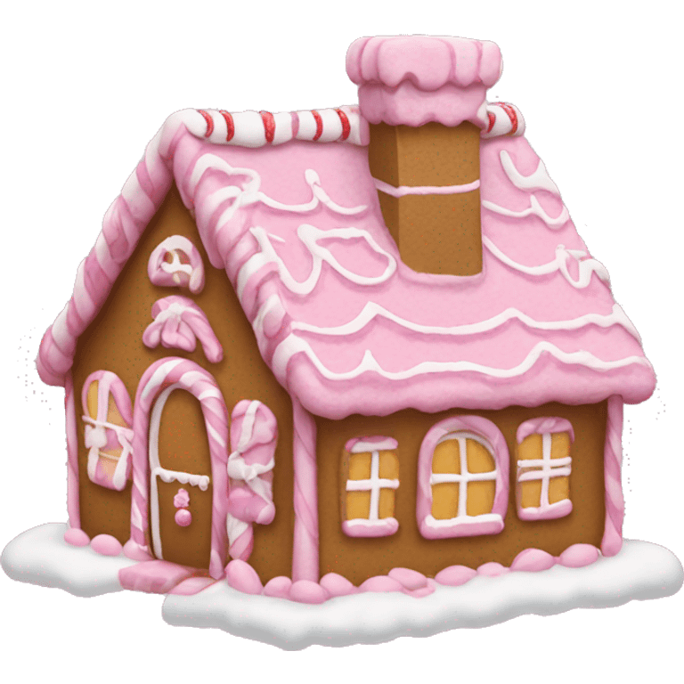 A pink gingerbread house emoji