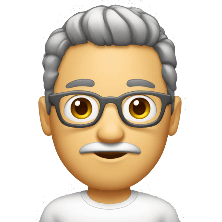 Minino, cabelo liso aberto de lado, barba e óculos de grau redondo  emoji