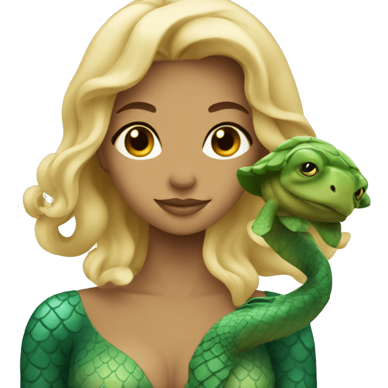 darkblonde mermaid with a turtle emoji