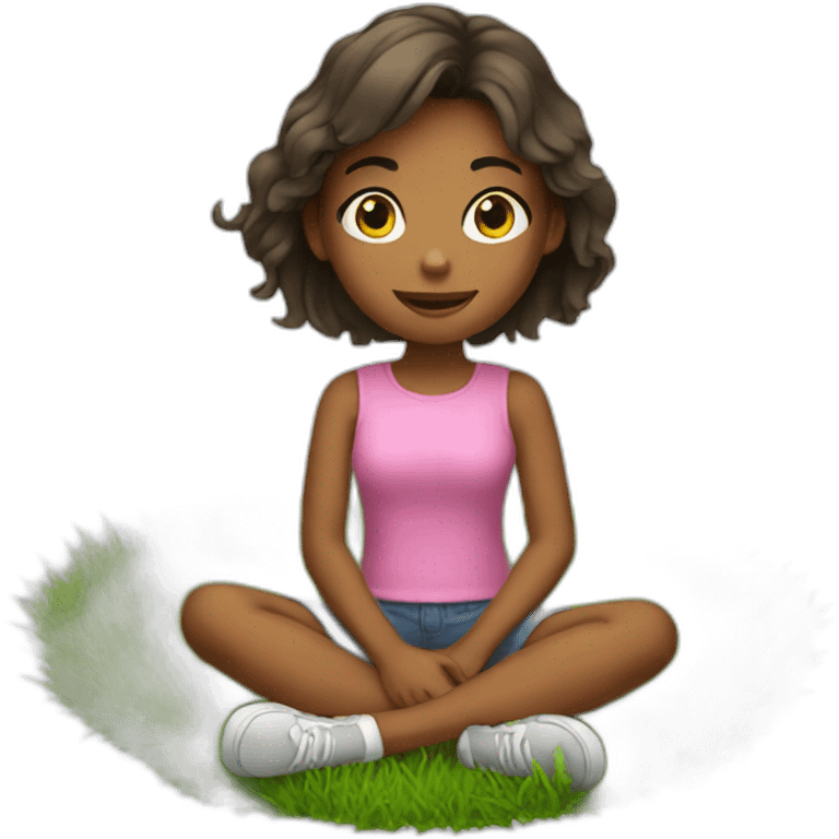 a girl sitting on grass emoji