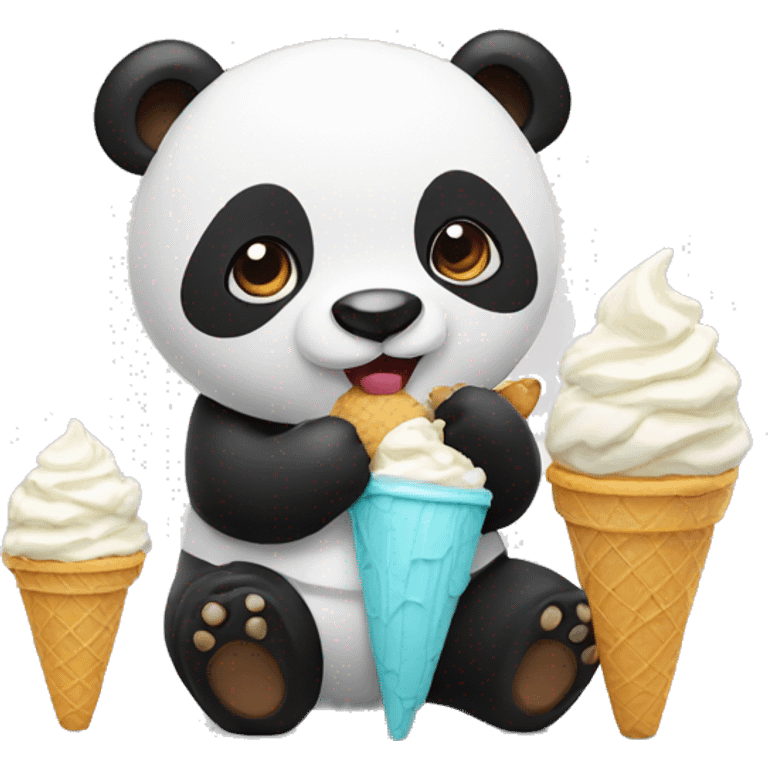 Panda eating ice cream emoji