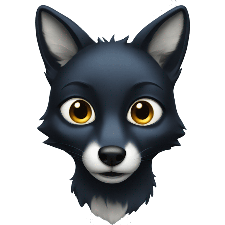 Black fox blue eyes emoji