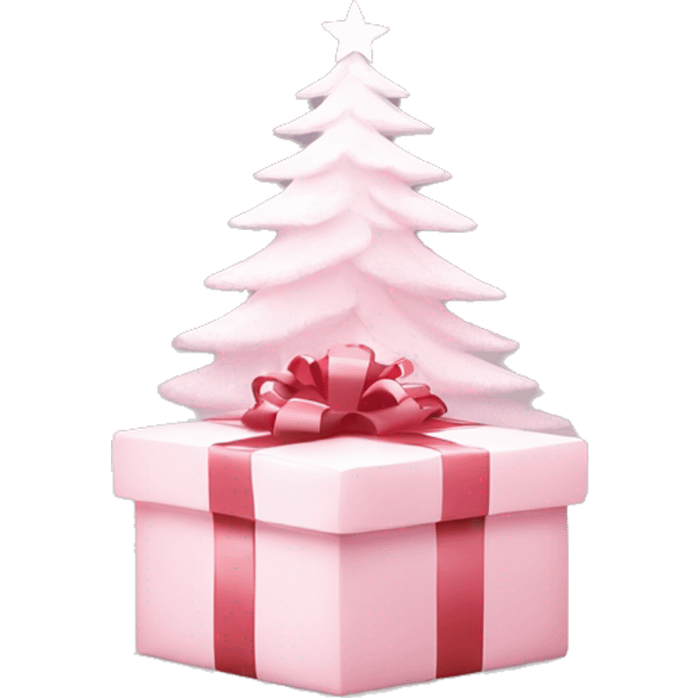 Light pink Christmas gifts under a white Christmas tree  emoji