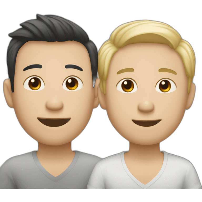 a gay couple of an asian and a german guy emoji